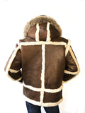 Sheepskin Jacket Toggle Closer with Hood and Fur Style #4700 - Jakewood Shearlin Leather Mouton Fur Bomber Aviator Parka Coat Jacket Sheepskin All size Brooklyn New York manufacturer
