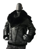 Sheepskin Jacket with Fur collar Style #1320 - Jakewood Shearlin Leather Mouton Fur Bomber Aviator Parka Coat Jacket Sheepskin All size Brooklyn New York manufacturer