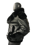 Sheepskin Jacket with Fur collar Style #1320 - Jakewood Shearlin Leather Mouton Fur Bomber Aviator Parka Coat Jacket Sheepskin All size Brooklyn New York manufacturer