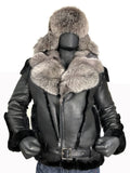 Sheepskin Jacket with Fur collar Style #1320 - Jakewood Shearlin Leather Mouton Fur Bomber Aviator Parka Coat Jacket Sheepskin All size Brooklyn New York manufacturer