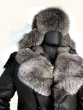 Sheepskin Jacket with Fur collar Style #1320 - Jakewood Shearlin Leather Mouton Fur Bomber Aviator Parka Coat Jacket Sheepskin All size Brooklyn New York manufacturer