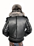 Sheepskin Jacket with Fur collar Style #1320 - Jakewood Shearlin Leather Mouton Fur Bomber Aviator Parka Coat Jacket Sheepskin All size Brooklyn New York manufacturer