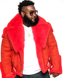 Sheepskin Jacket with Fur collar Style #1320 - Jakewood Shearlin Leather Mouton Fur Bomber Aviator Parka Coat Jacket Sheepskin All size Brooklyn New York manufacturer