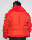 Sheepskin Jacket with Fur collar Style #1320 - Jakewood Shearlin Leather Mouton Fur Bomber Aviator Parka Coat Jacket Sheepskin All size Brooklyn New York manufacturer