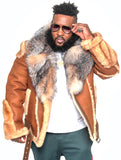 Sheepskin Jacket with Fur collar Style #1320 - Jakewood Shearlin Leather Mouton Fur Bomber Aviator Parka Coat Jacket Sheepskin All size Brooklyn New York manufacturer