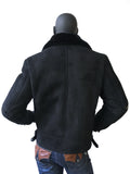 Sheepskin Jacket with Patent Leather Style #5900L - Jakewood Shearlin Leather Mouton Fur Bomber Aviator Parka Coat Jacket Sheepskin All size Brooklyn New York manufacturer