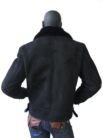 Sheepskin Jacket with Patent Leather Style #5900L - Jakewood Shearlin Leather Mouton Fur Bomber Aviator Parka Coat Jacket Sheepskin All size Brooklyn New York manufacturer