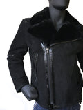 Sheepskin Jacket with Patent Leather Style #5900L - Jakewood Shearlin Leather Mouton Fur Bomber Aviator Parka Coat Jacket Sheepskin All size Brooklyn New York manufacturer