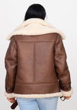 Ladies Bomber Sheepskin Jacket with Double Collar #1003