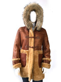 Women's Long Sheepskin Coat with Fur Style #1044 - Jakewood Shearlin Leather Mouton Fur Bomber Aviator Parka Coat Jacket Sheepskin All size Brooklyn New York manufacturer