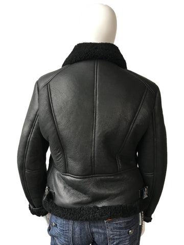 Women's Sheepskin Leather Biker Jacket Style #1045 - Jakewood Shearlin Leather Mouton Fur Bomber Aviator Parka Coat Jacket Sheepskin All size Brooklyn New York manufacturer