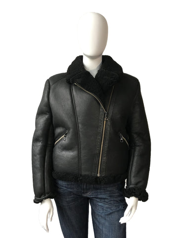 Women's Sheepskin Leather Biker Jacket Style #1045 - Jakewood Shearlin Leather Mouton Fur Bomber Aviator Parka Coat Jacket Sheepskin All size Brooklyn New York manufacturer