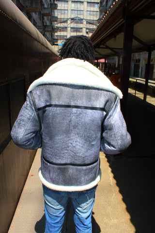 Sheepskin Jacket Bomber with Double Collar Style #808