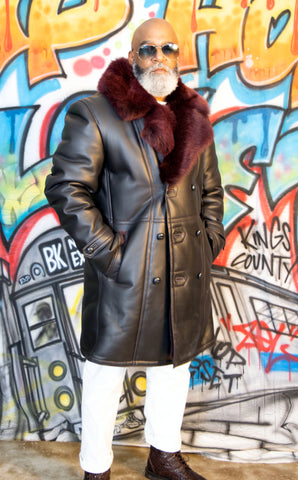 Duke Double-breasted Sheepskin Shearling Toscana Coat Style #4410