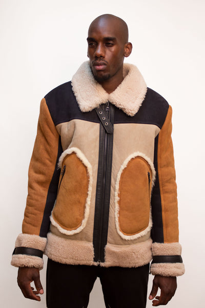 Multi-color  Sheepskin  Jacket Style #710 - Jakewood Shearlin Leather Mouton Fur Bomber Aviator Parka Coat Jacket Sheepskin All size Brooklyn New York manufacturer