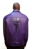 Leather Bomber Jacket with Alligator Chest pockets, Collar, Back Trimming Style #2035