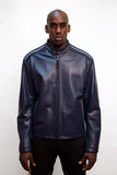Leather jacket with row stone stingray and mink collar Style #2012