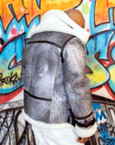 Sheepskin Jacket Bomber with Double Collar Style #808