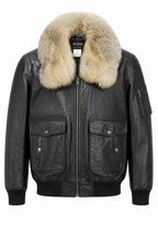 Lambskin jacket with  fur lining & fox collar Style#2800F