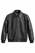 Pleated leather bomber jacket | Style #3450