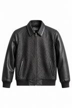 Pleated leather bomber jacket | Style #3450