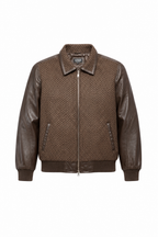 Pleated leather bomber jacket | Style #3450