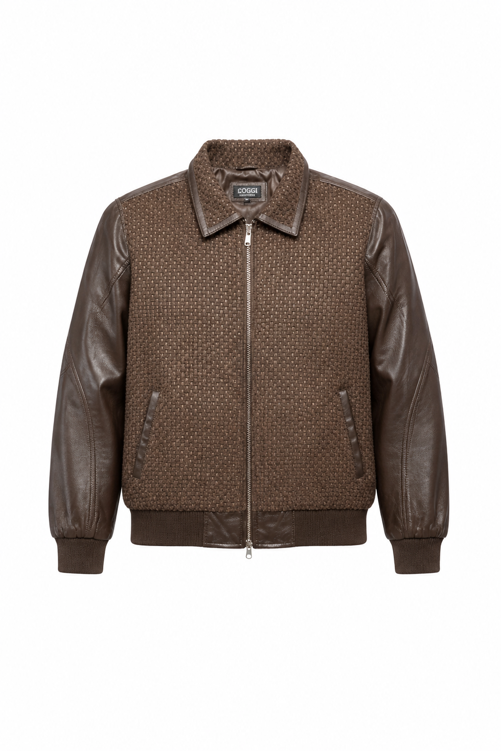 Pleated leather bomber jacket | Style #3450