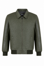 Pleated leather bomber jacket | Style #3450