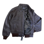 Pleated leather bomber jacket | Style #3450