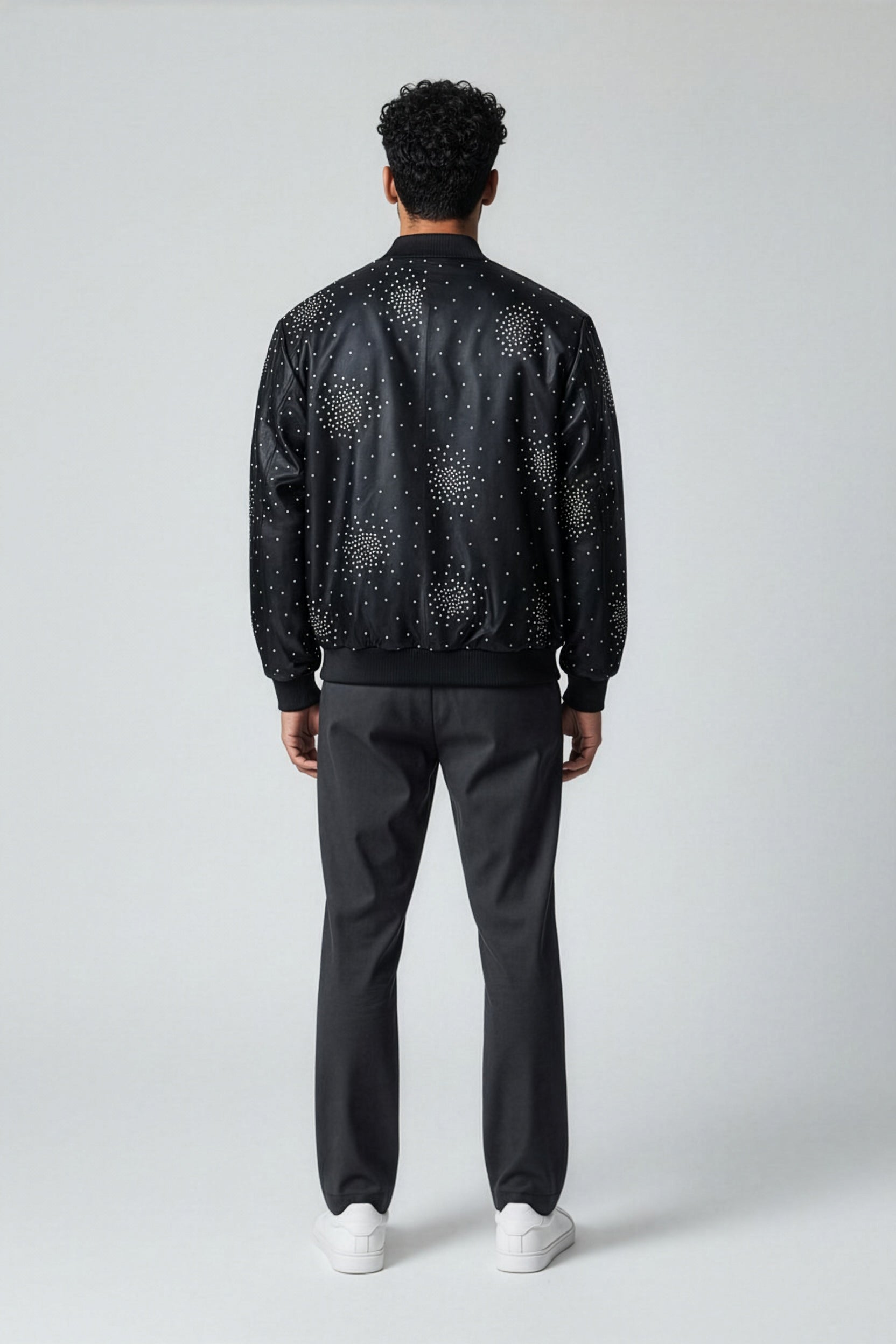 Lambskin leather jacket with the metal studs # 4004