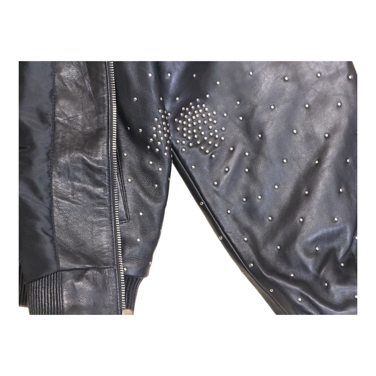 Lambskin leather jacket with the metal studs # 4004