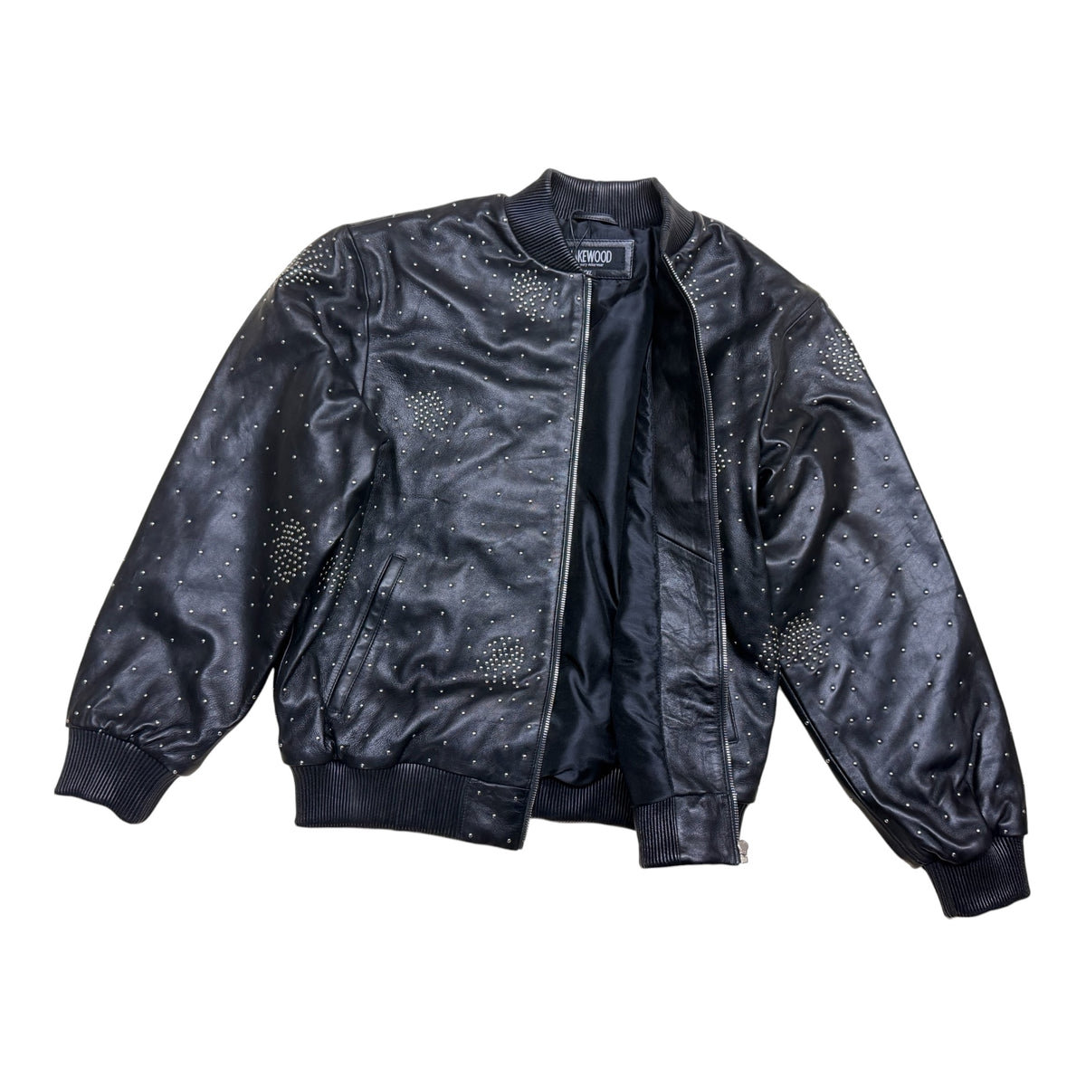 Lambskin leather jacket with the metal studs # 4004