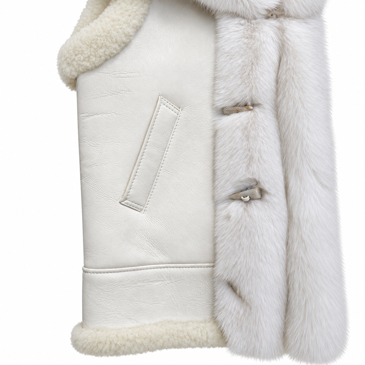 Women's Sheepskin Vest with Fur hood Syle #5670