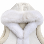 Women's Sheepskin Vest with Fur hood Syle #5670