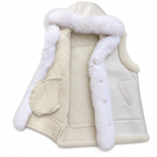 Women's Sheepskin Vest with Fur hood Syle #5670