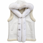 Women's Sheepskin Vest with Fur hood Syle #5670
