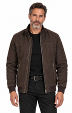 Suede Bomber Jacket with Mink collar Style # 7014