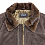 Suede Bomber Jacket with Mink collar Style # 7014