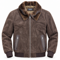 Suede Bomber Jacket with Mink collar Style # 7014