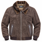 Suede Bomber Jacket with Mink collar Style # 7014
