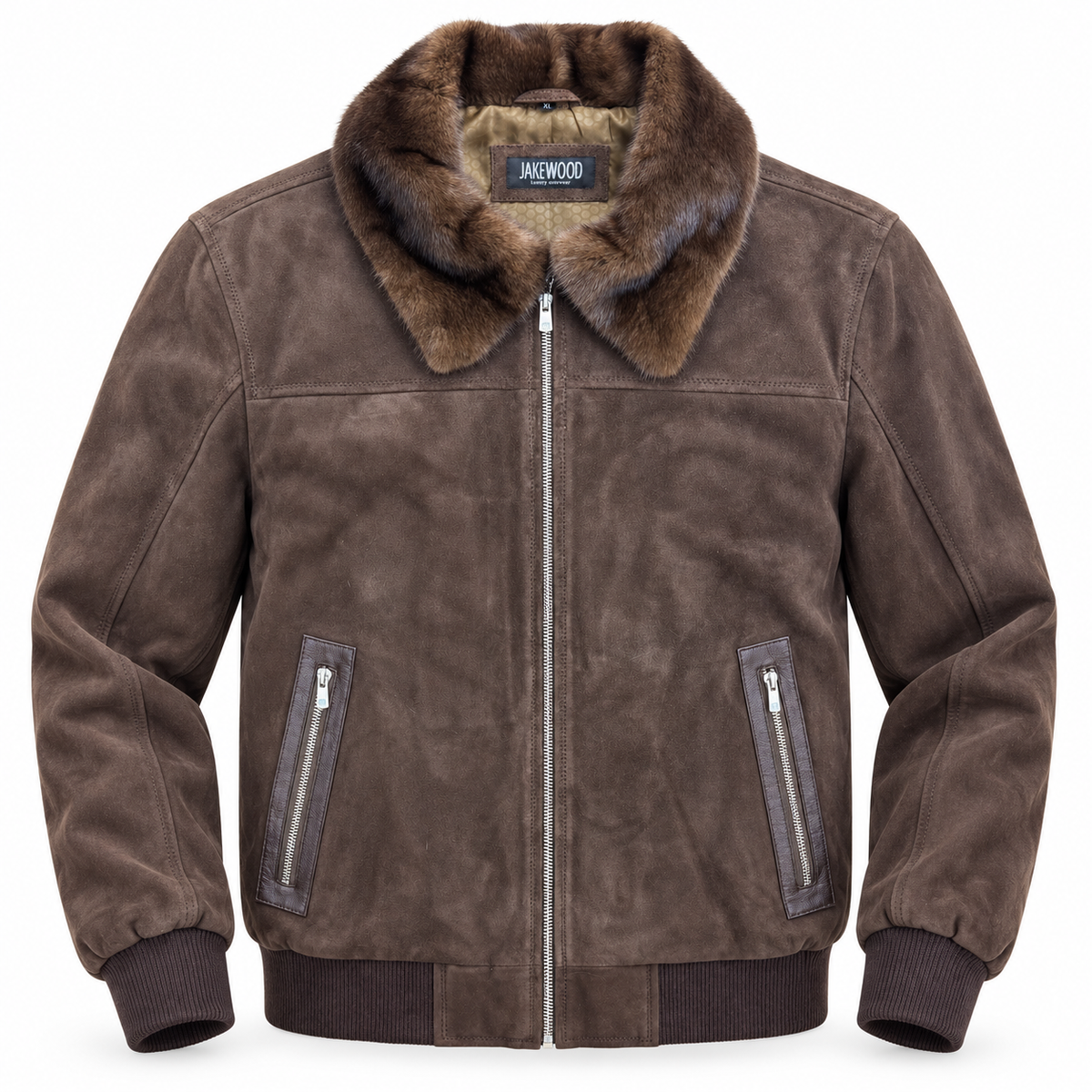Suede Bomber Jacket with Mink collar Style # 7014