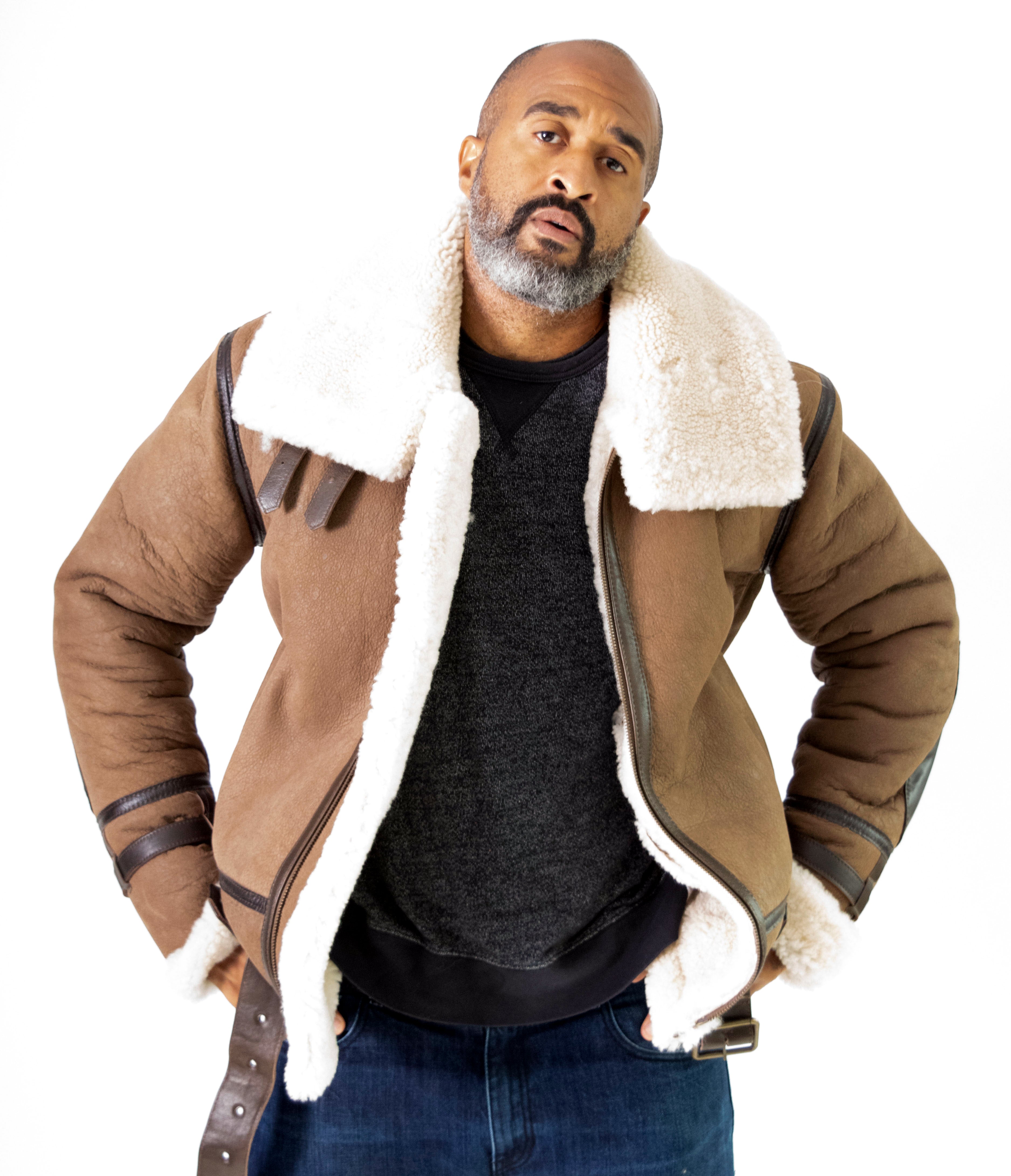 Sheepskin Bomber Jacket with Leather Trimming Style #8404 – Jakewood