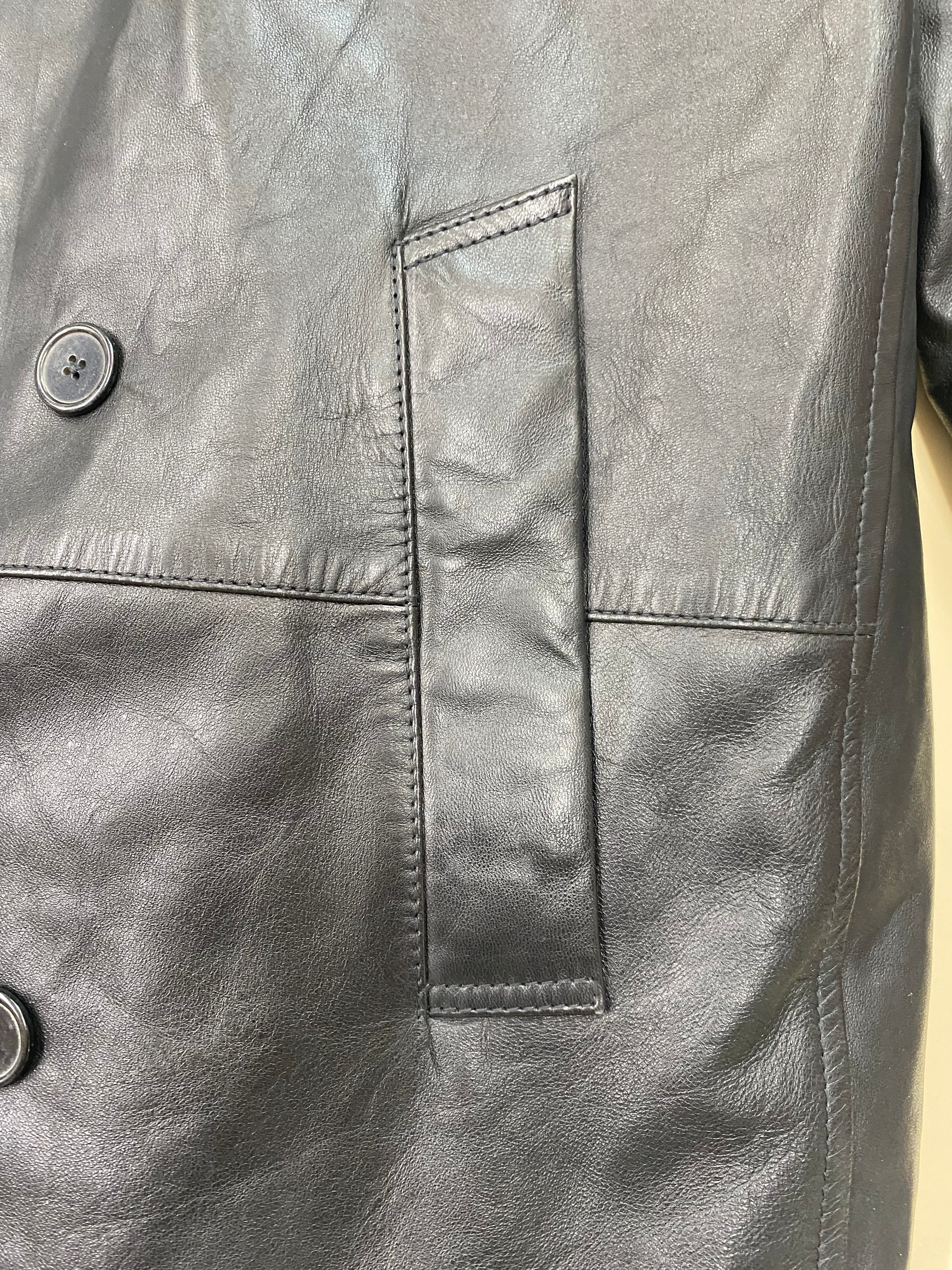 Double breasted lambskin French antique peacoat #2095