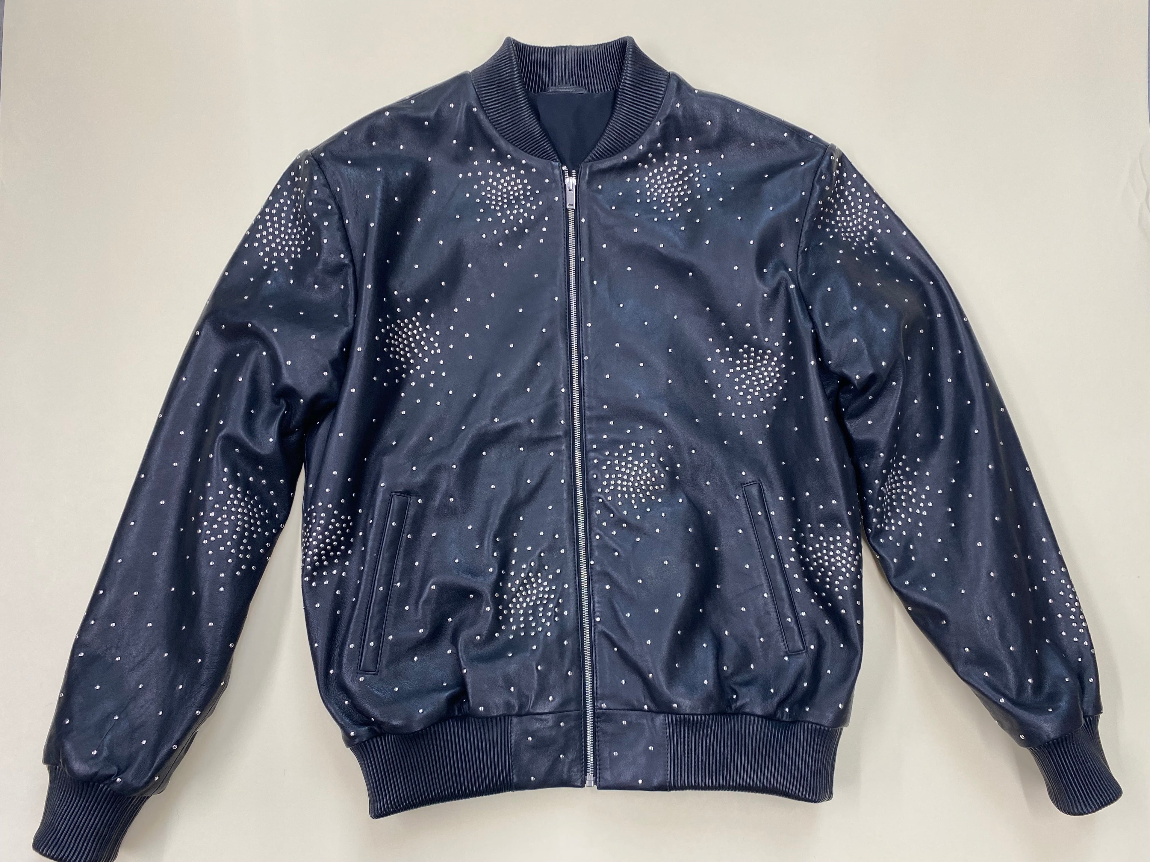 Lambskin leather jacket with the metal studs # 4004