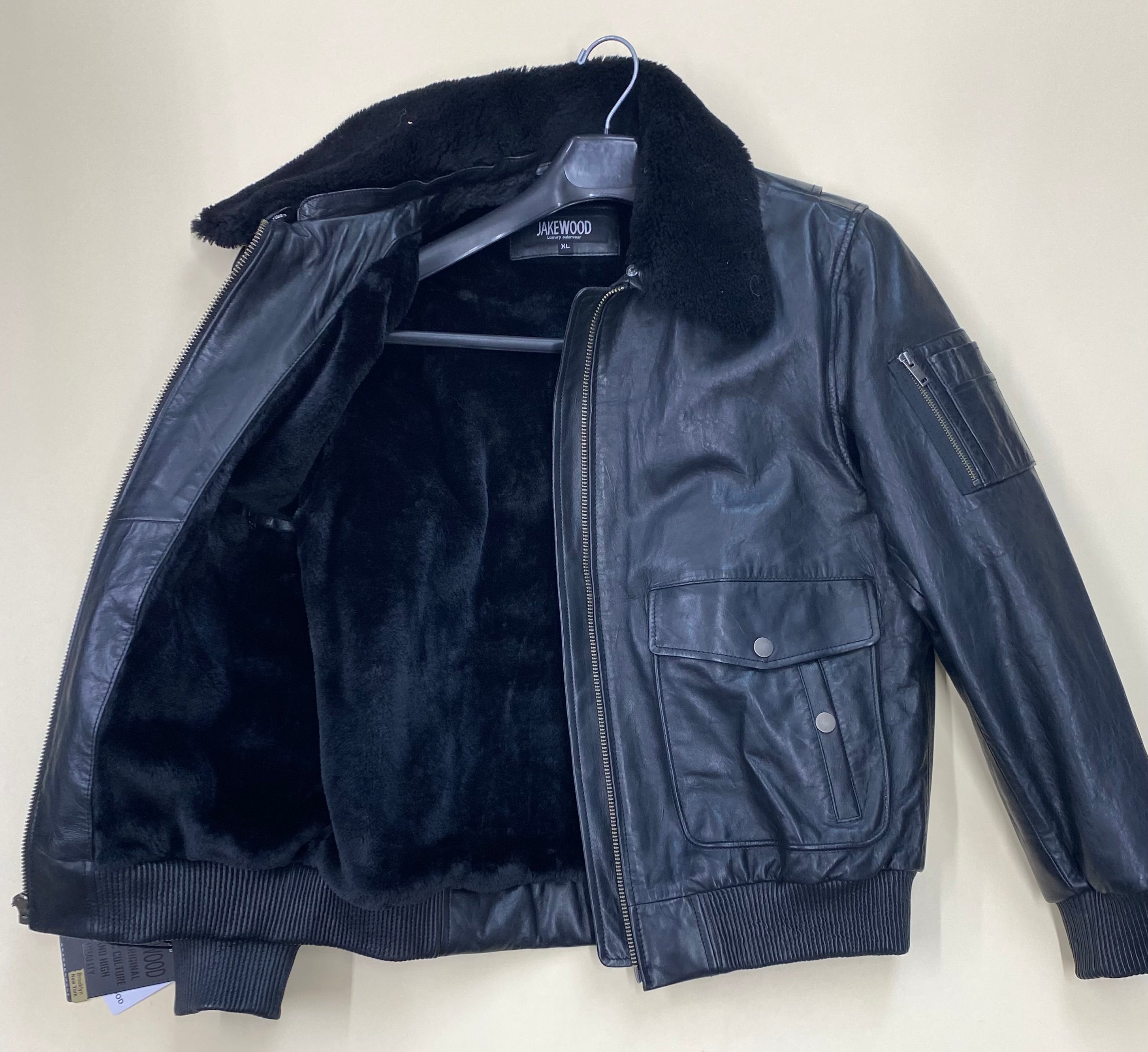 Lambskin flight leather jacket with the fur lining & sheepskin collar # 2800