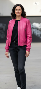 Ladies cropped leather jacket | Style # 1018