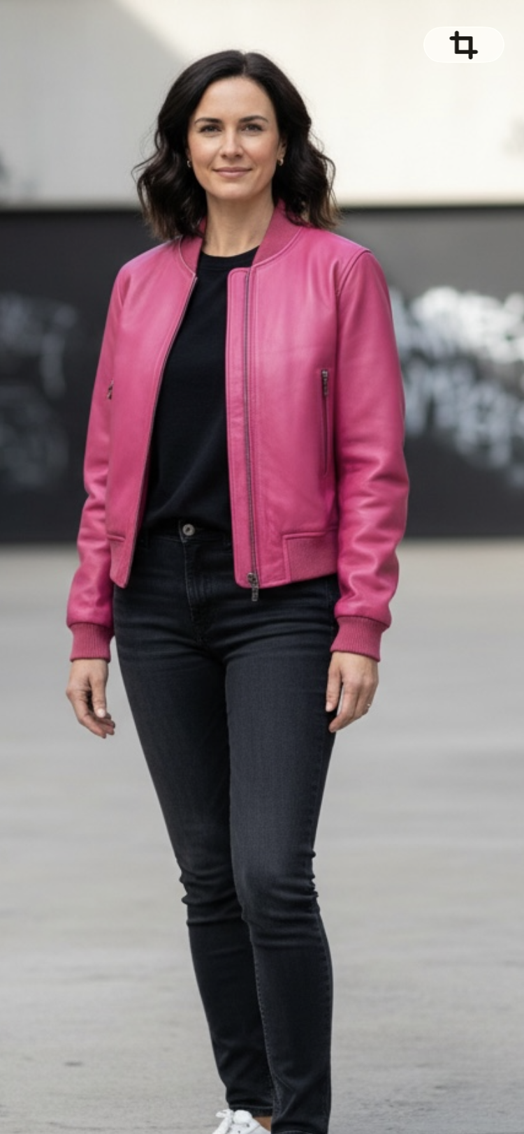 Ladies cropped leather jacket Style # 1018