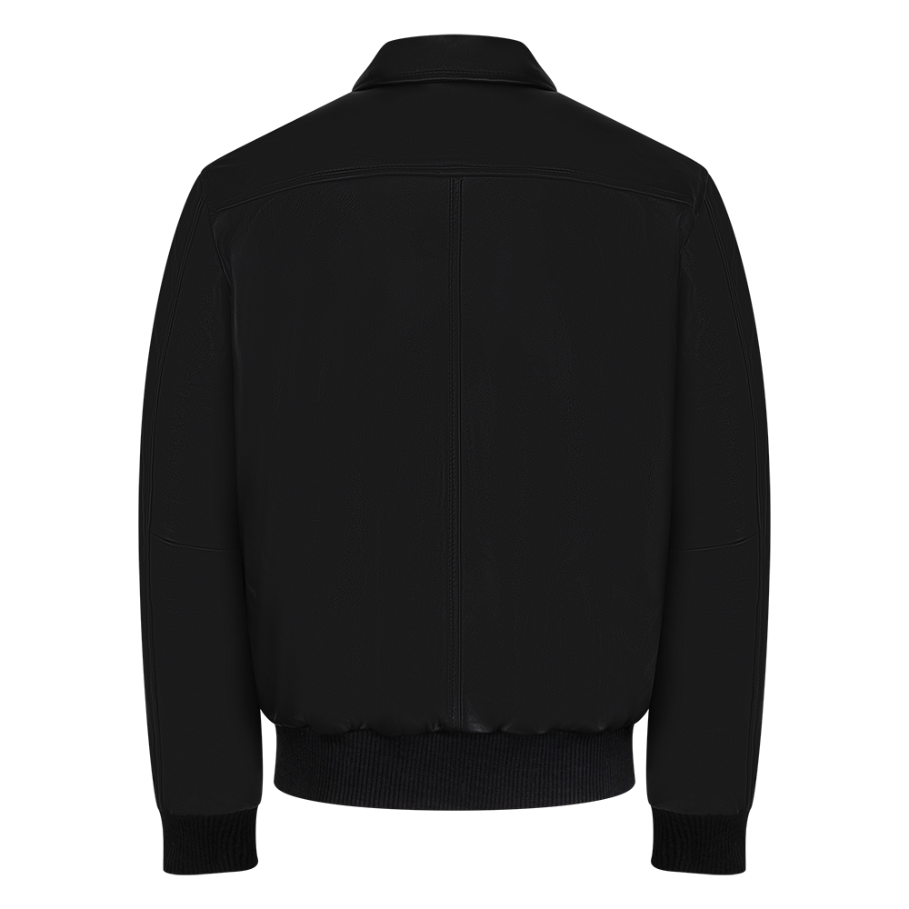 Leather Bomber Jacket  with front zip closure #3445