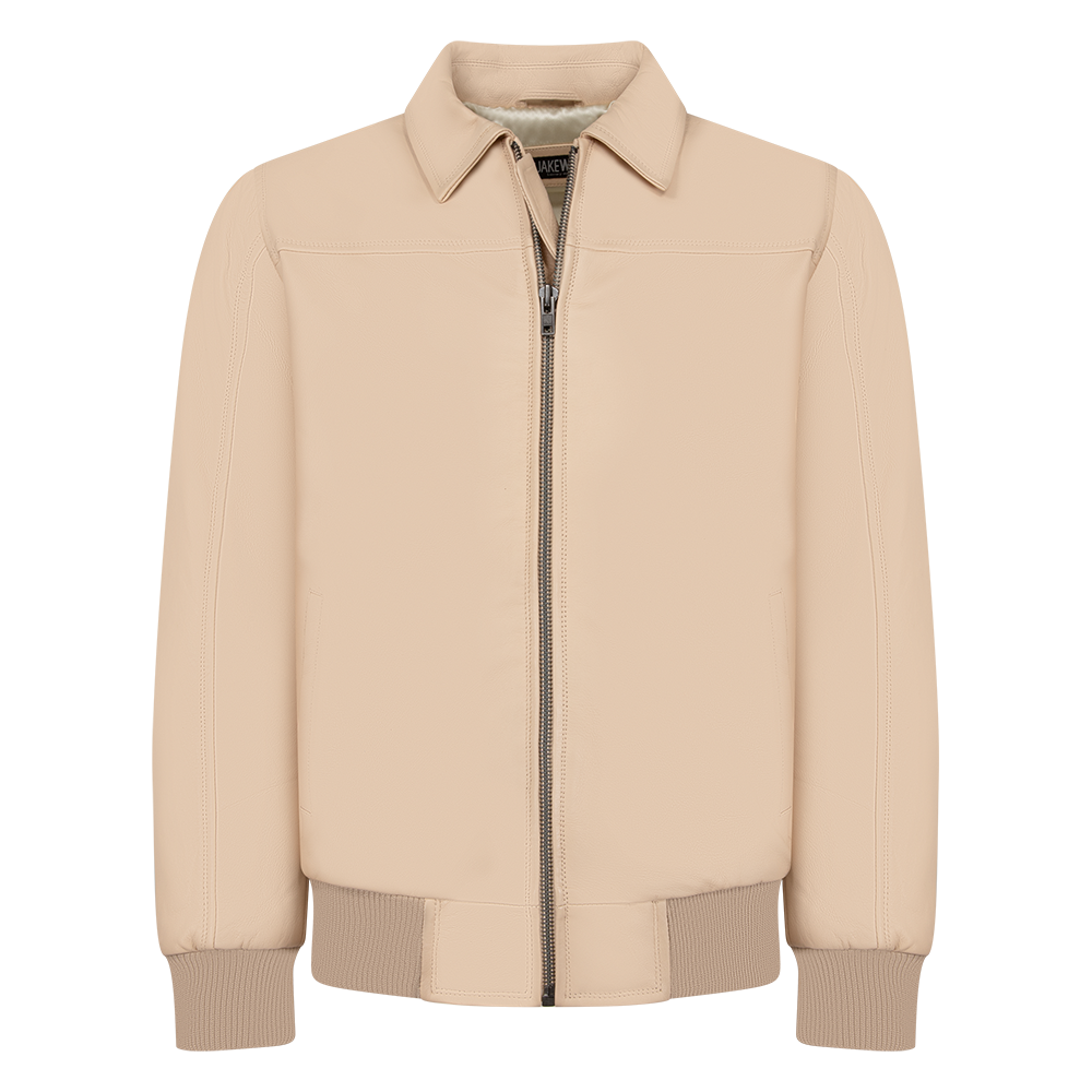 Leather Bomber Jacket  with front zip closure #3445