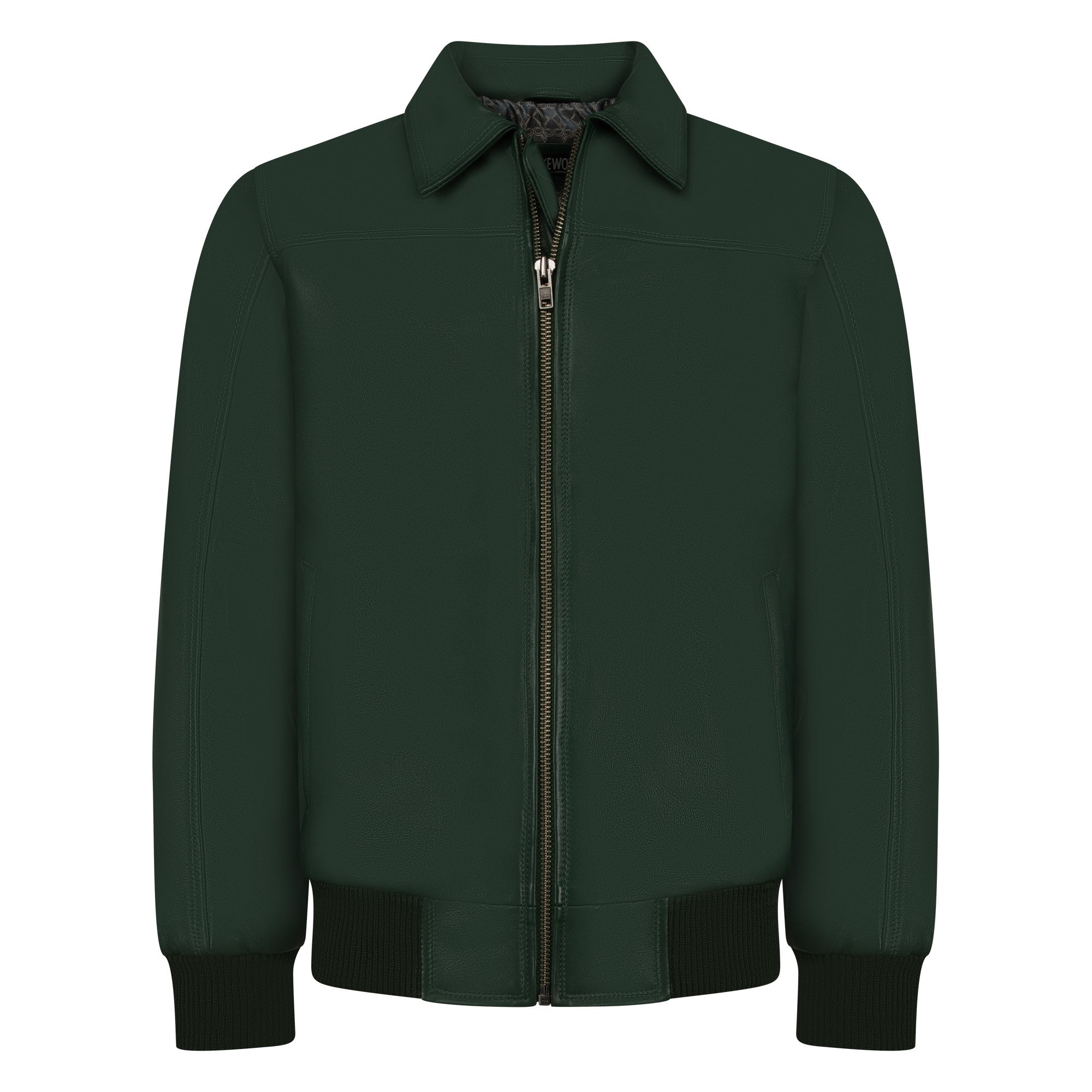 Leather Bomber Jacket  with front zip closure #3445